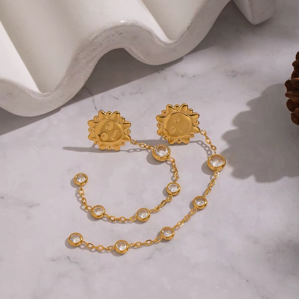 18K Gold Plated Drop Earrings - Picture 3 of 5